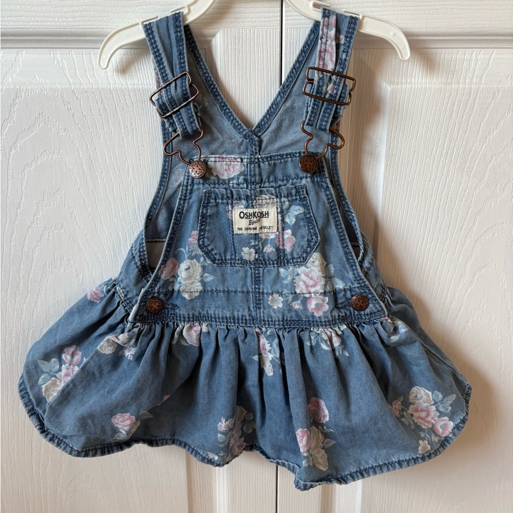 OshKosh B'gosh Denim Floral Overall Dress